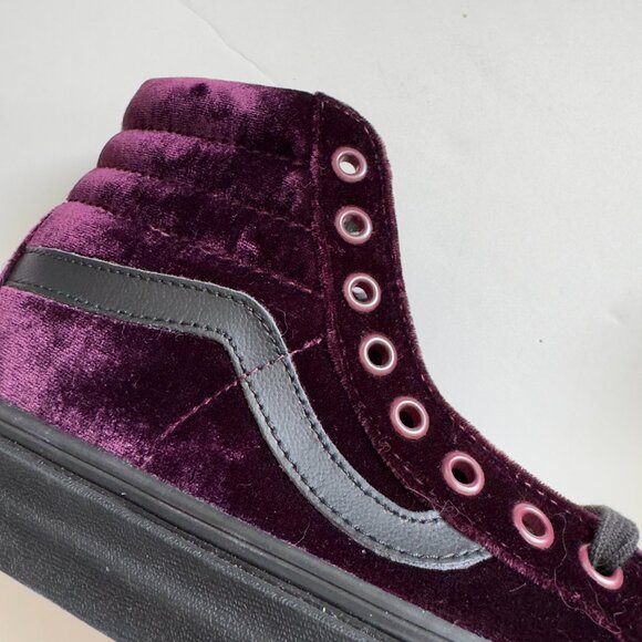 NWT Vans Sk8-hi Maroon/Burgundy Velvet Sneakers - Picture 6 of 9